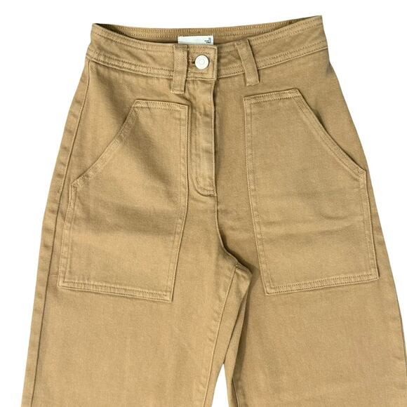 Wilfred Free Brown Tan Ryley Straight Leg High Waist Twill Utility Pants size 00 - Picture 8 of 8